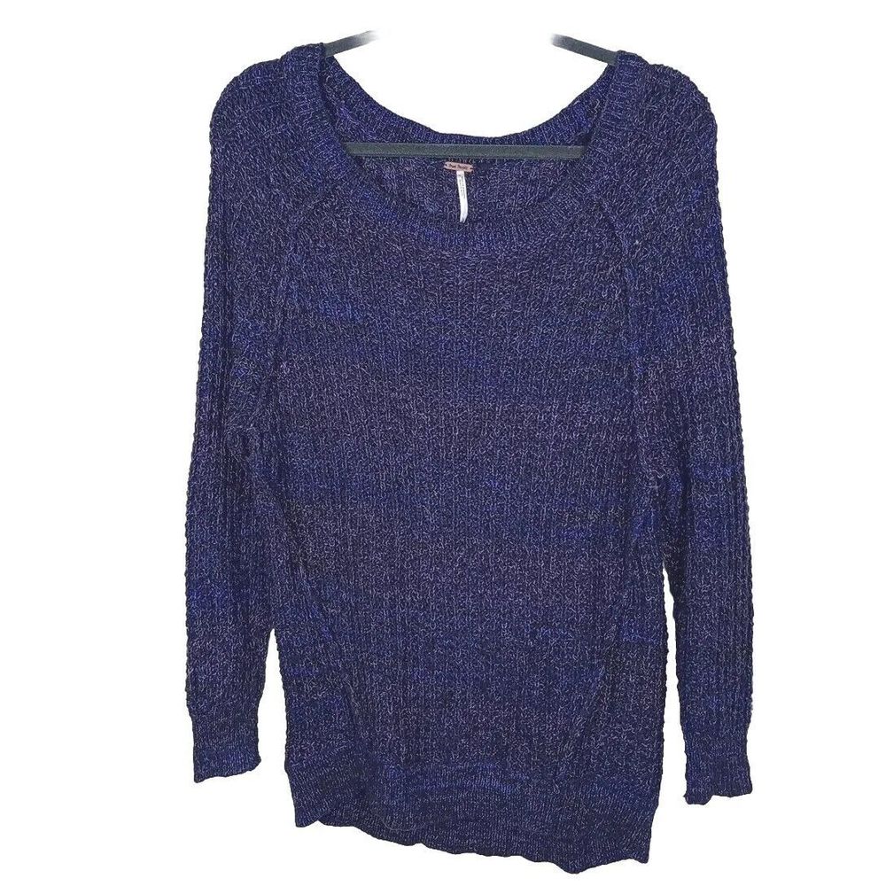 FREE PEOPLE  Woman’s  Size SP Purple Cable knit Long Sleeve Sweater Scoop Neck